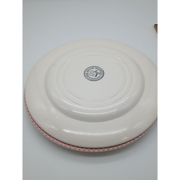 Vtg English Ironstone Kew Gardens Pink 2 Dinner Plates Crazing Flowers Rose - Picture 5 of 6
